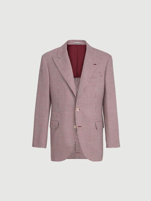 Brunello Cucinelli Virgin wool, silk and linen houndstooth Tailor blazer with peak lapels