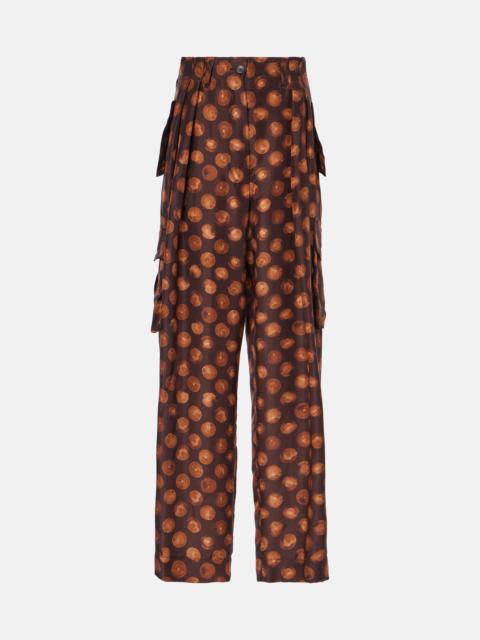 Printed silk cargo pants