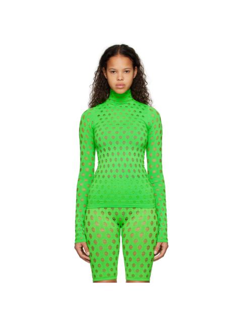 MAISIE WILEN Green Perforated Turtleneck