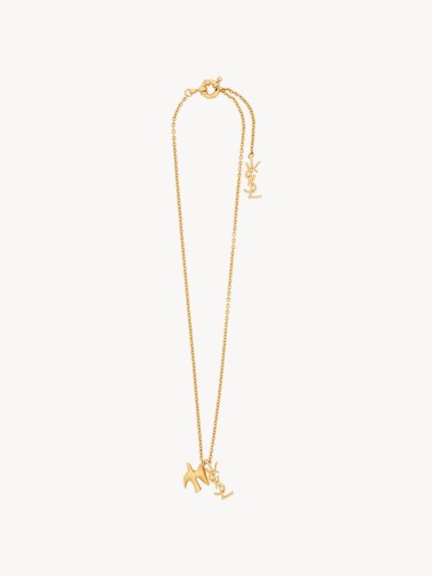 SAINT LAURENT CASSANDRE DOVE NECKLACE IN BRASS
