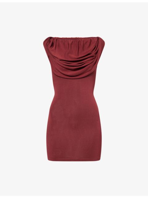 AYA MUSE Cowl-Neck Sleeveless Knitted Mini Dress