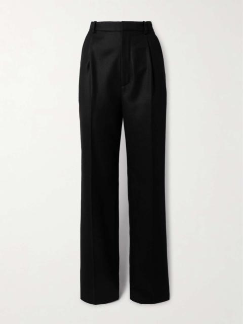 Pleated cashmere-twill wide-leg pants