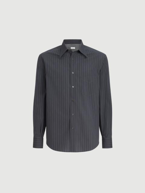Brunello Cucinelli Double pinstripe cotton overshirt with Italian collar and chest pocket