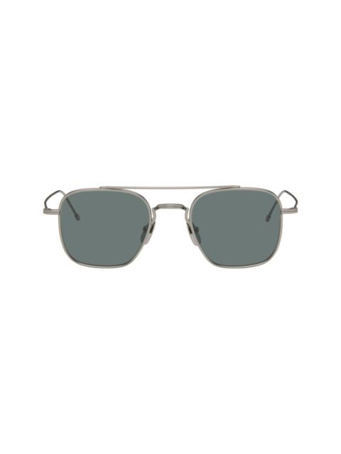 Thom Browne Silver Titanium Squared Aviator Sunglasses