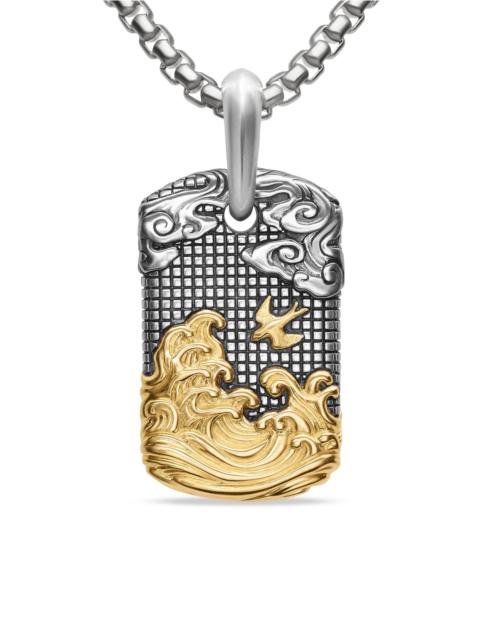 DAVID YURMAN Men's Waves Tag in Sterling Silver with 18K Yellow Gold, 27MM - Silver