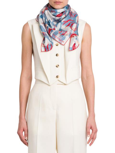 Alexander McQueen Women's Hawaiian Floral Silk Scarf - Bluette Red