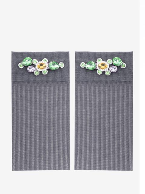 SHUSHU/TONG Grey Rainbow Crystal Socks