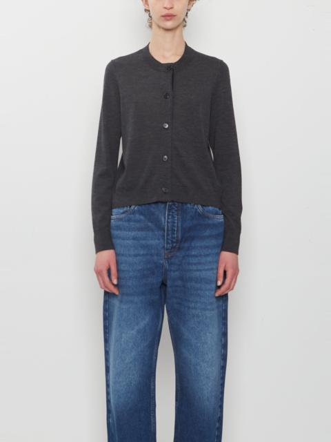 MARGARET HOWELL Merino Wool Cardigan with Grosgrain Placket — Charcoal