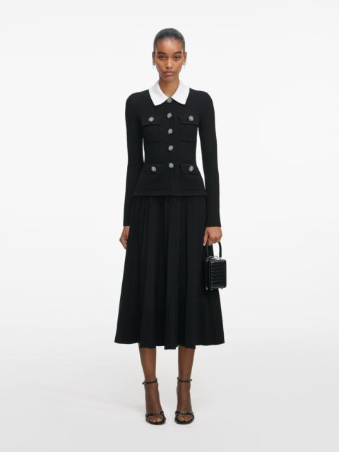 Black Tailored Knit Midi Dress