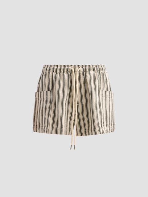 rag & bone Women's Emery Striped Cotton-Linen Drawstring Shorts - Forest Green Stripe