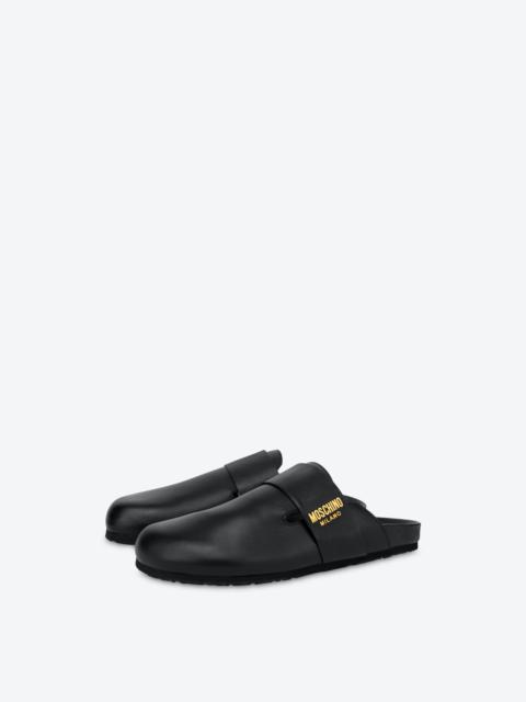 Moschino CALFSKIN METAL LOGO MULES