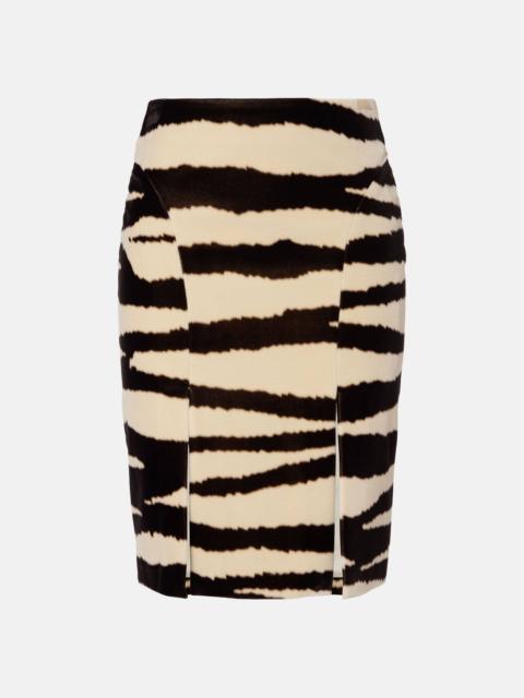 NINA RICCI Zebra-print cotton pencil skirt