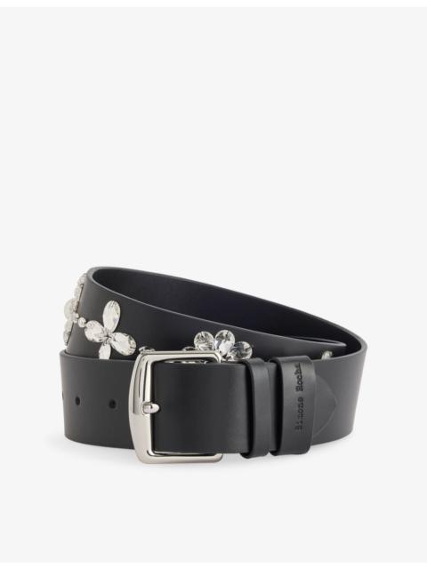 Simone Rocha Crystal-Embellished Leather Belt