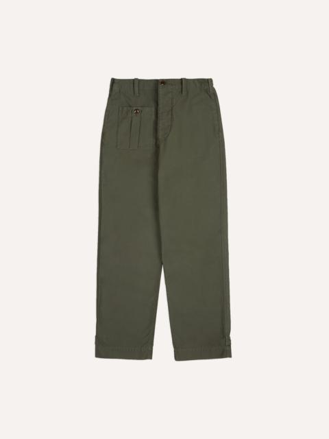 Drake's Olive Drab Cotton Fatigue Trouser