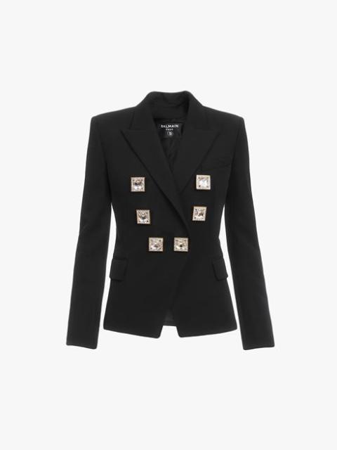 Balmain Black wool blazer with double-breasted square buttoned closure