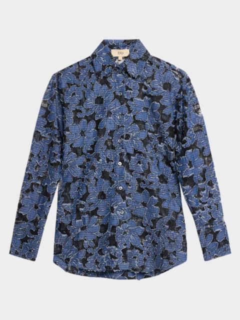 JBQ Beckett Embroidered Floral Lace Shirt
