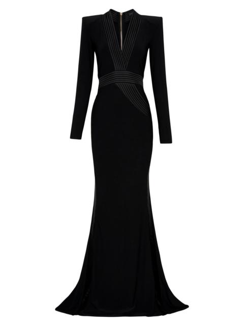 ZHIVAGO Women's Battle Lines The Heiress V-Neck Gown - Black