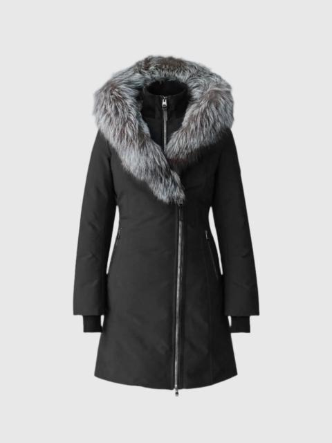 MACKAGE TRISH-X Powder Touch down coat with silver fox fur Signature Mackage Collar