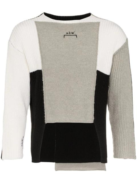A-COLD-WALL* panelled asymmetric merino blend jumper