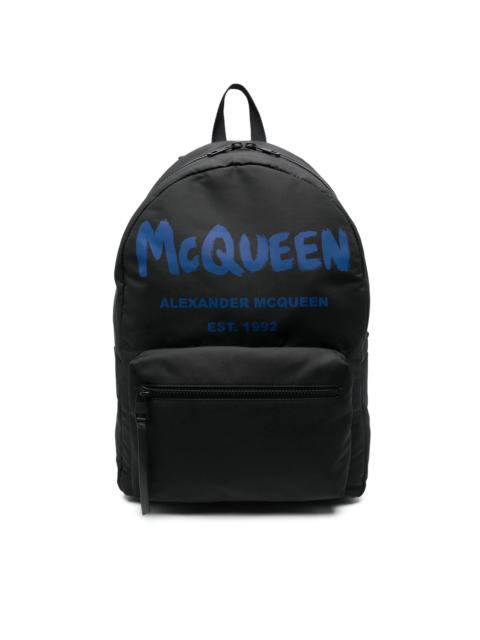 Alexander McQueen logo-print two-tone backpack