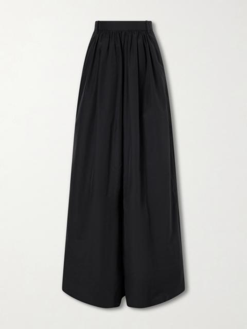 Ralph Lauren Vannesa Pleated Cotton-blend Poplin Wide-leg Pants