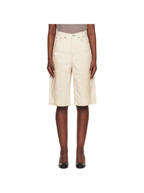 Acne Studios Off-White Distressed Denim Shorts