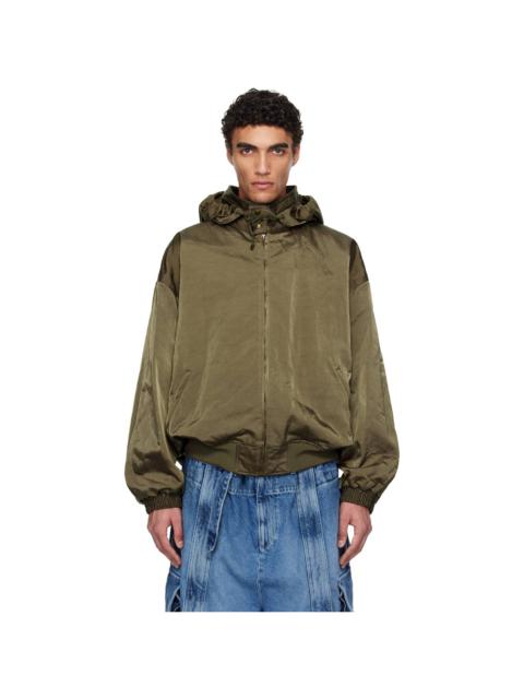 HED MAYNER Khaki Stowaway Hood Bomber Jacket