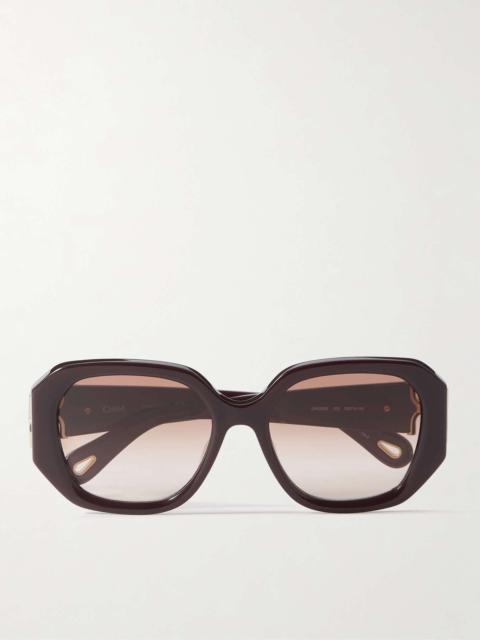 Chloé Oversized square-frame acetate and gold-tone sunglasses