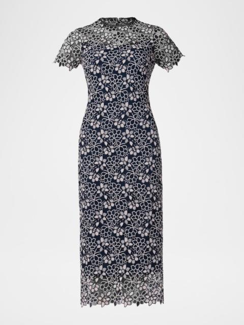 Shoshanna Kiriya Floral Lace Column Midi Dress