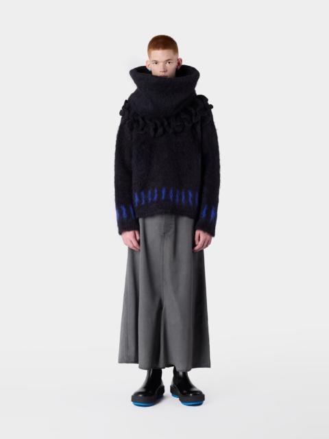 SUNNEI HAIRY KNIT ROUND NECK SWEATER / dark navy