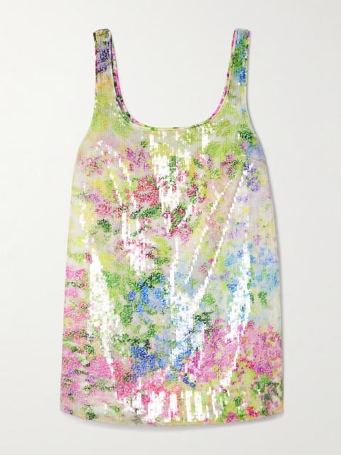 Aje. Dahlia Floral-print Sequined Mesh Mini Dress