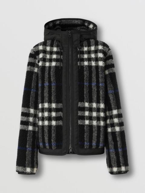 Burberry Exaggerated Check Fleece Hooded Jacket
