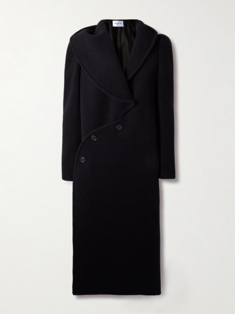 ALAÏA Hooded wool coat Navy