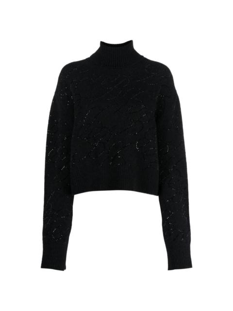 Blumarine crystal-embellished knitted jumper
