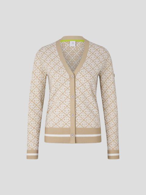 BOGNER Stina Knit jacket in Beige/White