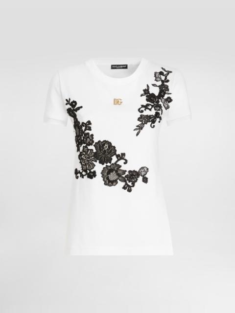 Dolce & Gabbana LOGO DG LACE JERSEY T-SHIRT | miinto