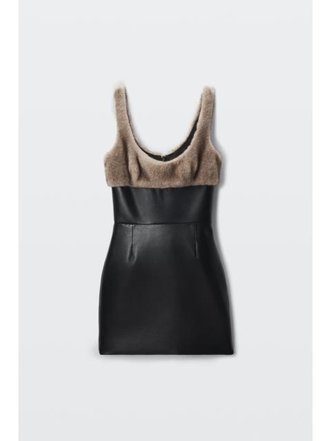 Alexander Wang leather dress with faux fur bodice