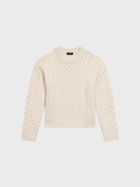 Cable Knit Sweater in Felted Wool-Cashmere
