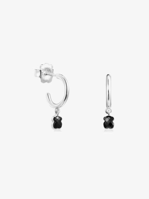 TOUS TOUS Mini Onix Earrings in Silver with Onyx 1,3cm.