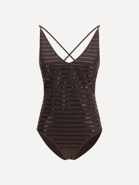 Brunello Cucinelli Shimmering striped one-piece Swimsuit