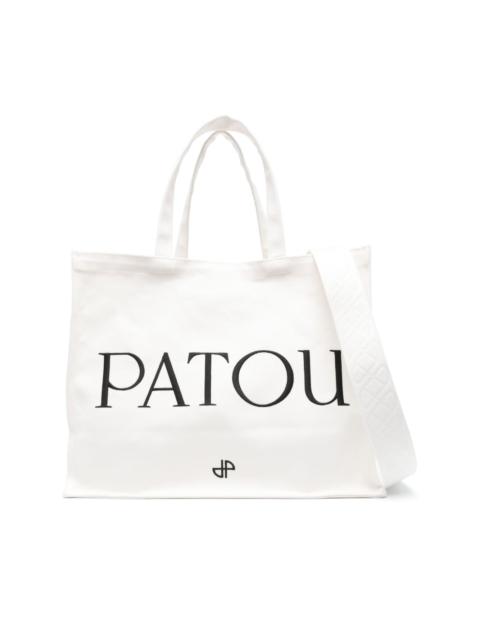 PATOU logo-embroidered canvas tote bag