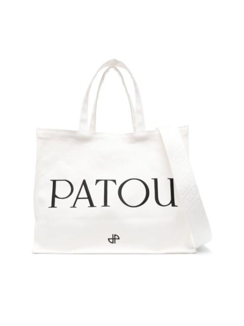 logo-embroidered canvas tote bag