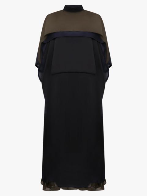 sacai LAYER SCARF MIDI DRESS | BLACK/NAVY