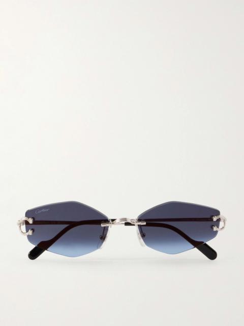 Cartier Round-Frame Silver-Tone and Acetate Sunglasses