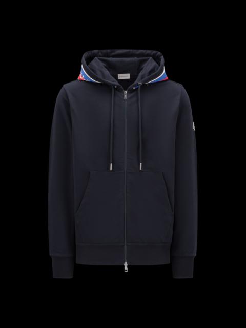 Moncler Monogram Zip-up Hoodie in Black for Men