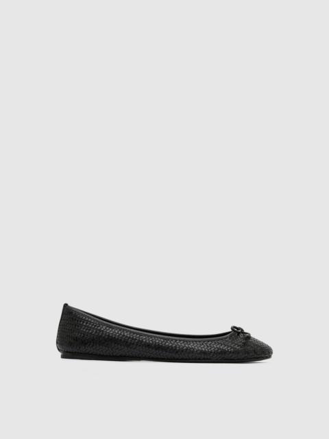 ST. AGNI Woven Bow Ballet Flat - Black Woven