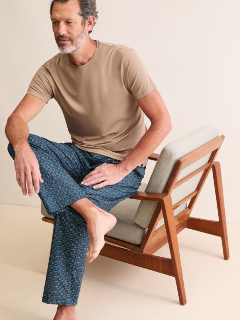 Derek Rose Ledbury Cotton Batiste Lounge Pants Blue DR Monogram