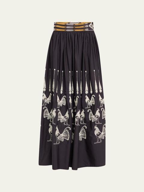 EMPORIO SIRENUSE Ombretta Embroidered A-Line Maxi Skirt