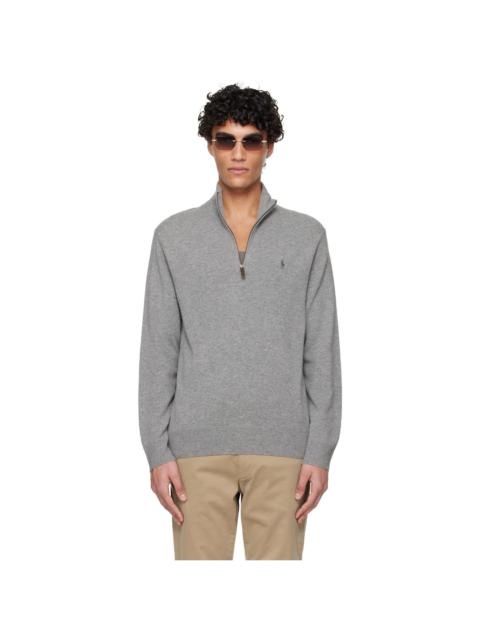 Polo Ralph Lauren Gray Wool Quarter Zip Sweater