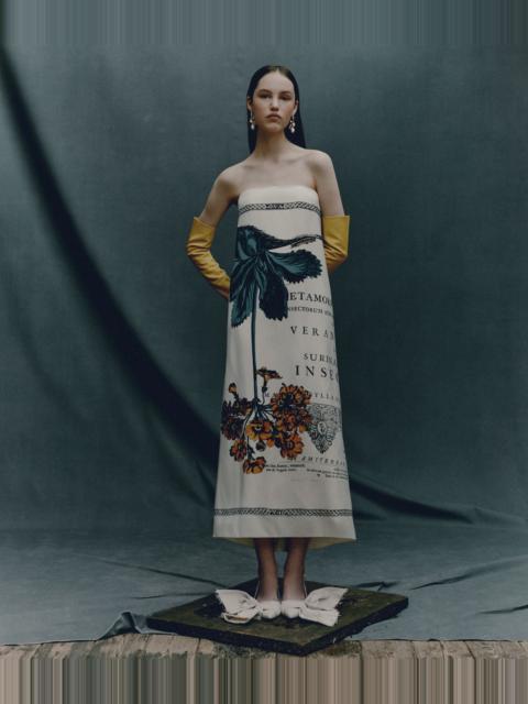 FLORAL PRINT DUCHESS SLEEVELESS MIDI DRESS